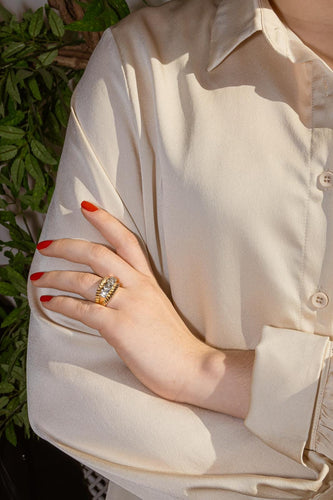 Bague 55 Bague en or rose et blanc 18 carats pavée de diamants 58 Facettes 4387240CN