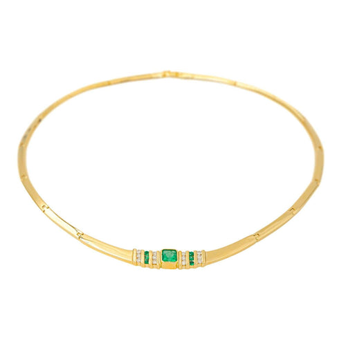 Collier Collier en or jaune 18 carats serti d’émeraudes et de diamants 58 Facettes 4387242CN