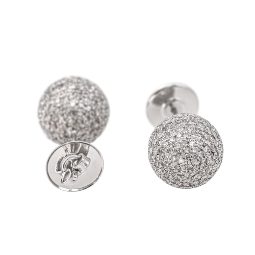 Boucles d'oreilles Boucles d’oreilles boules en or blanc 18 carats et diamants 58 Facettes 4388291CN