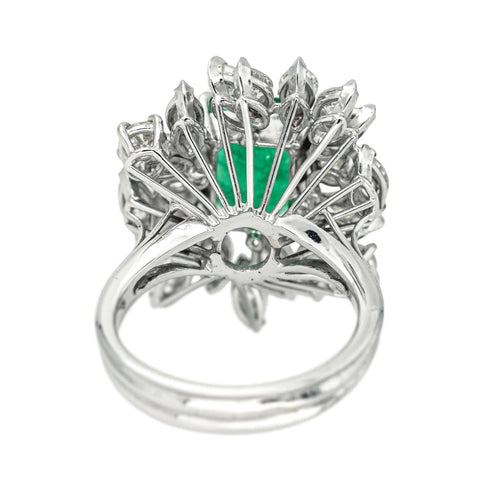 Bague 55 Bague Pompadour en or blanc 18 carats, émeraude et diamants 58 Facettes 4398644CN