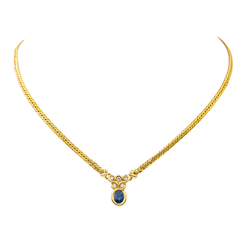 Collier Collier - Pendentif en or jaune 18 carats saphir et diamants 58 Facettes 4416915RV