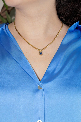 Collier Collier - Pendentif en or jaune 18 carats saphir et diamants 58 Facettes 4416915RV