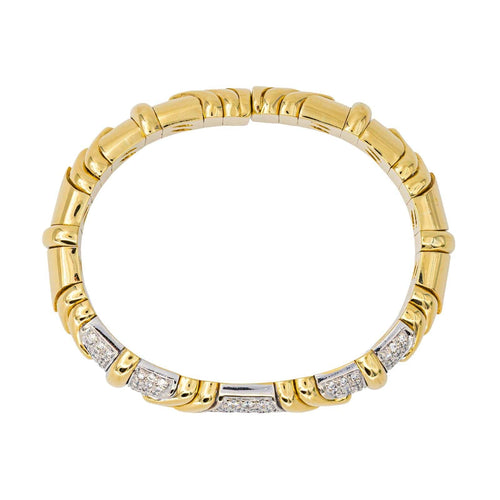 Bracelet Bracelet jonc en or jaune et or blanc serti de diamants 58 Facettes 4423004CN