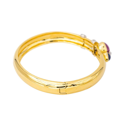 Bracelet Bracelet jonc en or jaune 18 carats, rubis, saphir et diamants 58 Facettes 4423005CN