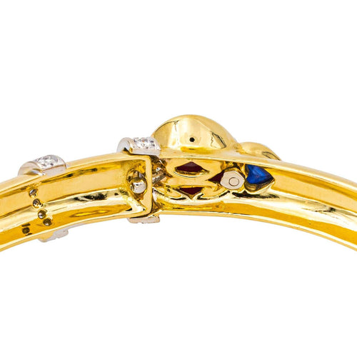 Bracelet Bracelet jonc en or jaune 18 carats, rubis, saphir et diamants 58 Facettes 4423005CN