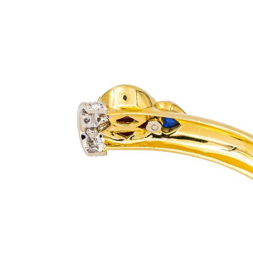 Bracelet Bracelet jonc en or jaune 18 carats, rubis, saphir et diamants 58 Facettes 4423005CN