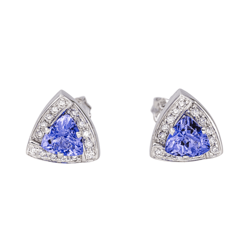 Boucles d'oreilles Boucles d’oreilles puces en or blanc 18 carats tanzanites et diamants 58 Facettes 4423606RV