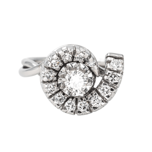 Bague 51 Bague tourbillon en or blanc 18 carats et diamants 58 Facettes 4425763CN