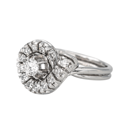 Bague 51 Bague tourbillon en or blanc 18 carats et diamants 58 Facettes 4425763CN