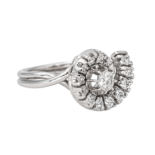 Bague 51 Bague tourbillon en or blanc 18 carats et diamants 58 Facettes 4425763CN