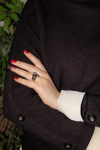 Bague 53 Bague en or jaune et or blanc 18 carats avec diamants 58 Facettes 4442219RV