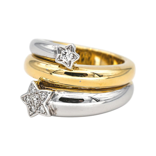 Bague 53 Bague en or jaune et or blanc 18 carats avec diamants 58 Facettes 4442219RV