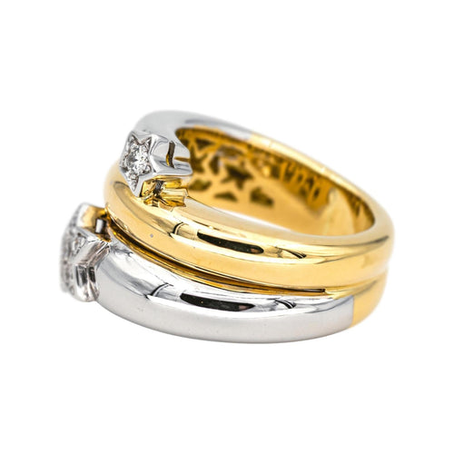 Bague 53 Bague en or jaune et or blanc 18 carats avec diamants 58 Facettes 4442219RV
