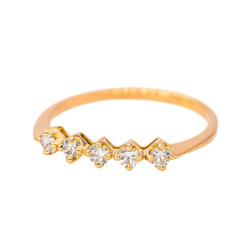 Bague 58 Bague en or rose 18 carats sertie de diamants 58 Facettes 4455427CN