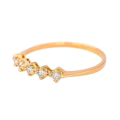 Bague 58 Bague en or rose 18 carats sertie de diamants 58 Facettes 4455427CN
