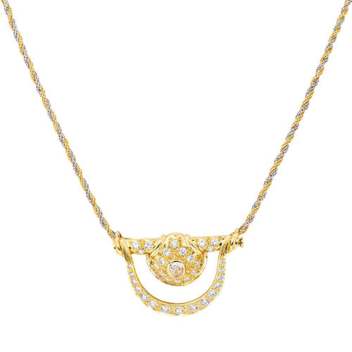 Collier Collier - Pendentif transformable en broche en or jaune 18 carats et diamants 58 Facettes 4462736CN