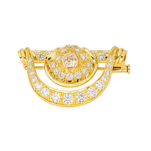 Collier Collier - Pendentif transformable en broche en or jaune 18 carats et diamants 58 Facettes 4462736CN