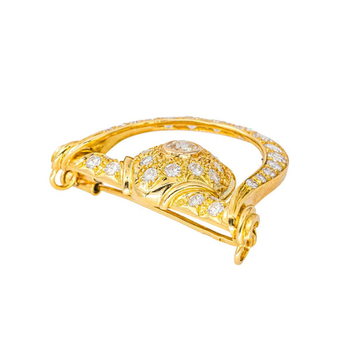 Collier Collier - Pendentif transformable en broche en or jaune 18 carats et diamants 58 Facettes 4462736CN