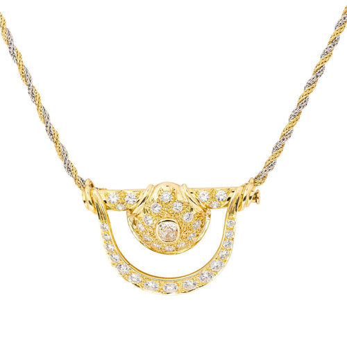 Collier Collier - Pendentif transformable en broche en or jaune 18 carats et diamants 58 Facettes 4462736CN
