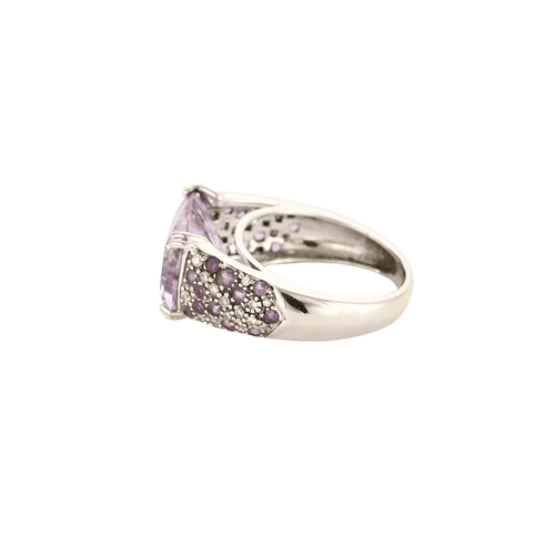 Bague 51 Bague sertie d’améthyste en or blanc 18 carats et diamants 58 Facettes BO/240023