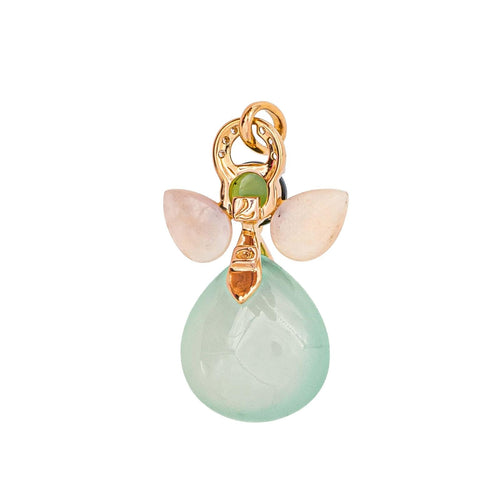 Pendentif Isabelle Langlois Mon Ange - Pendentif en or rose, calcite, tourmaline et diamants 58 Facettes 4521848CN
