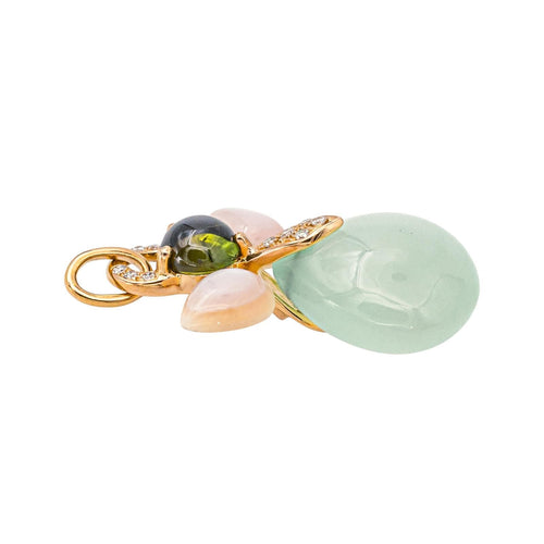Pendentif Isabelle Langlois Mon Ange - Pendentif en or rose, calcite, tourmaline et diamants 58 Facettes 4521848CN