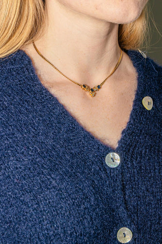 Collier Collier maille anglaise en or jaune avec saphirs et diamants 58 Facettes 4526721RV