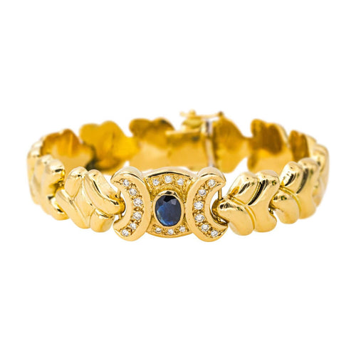Bracelet Bracelet en or jaune 18 carats avec saphir ovale et diamants 58 Facettes 4534778CN