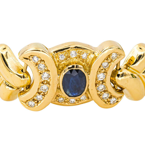 Bracelet Bracelet en or jaune 18 carats avec saphir ovale et diamants 58 Facettes 4534778CN