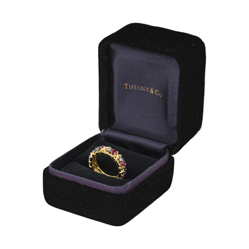 Bague 51 Tiffany & Co - Bague Sixteen Stone en or jaune et platine, rubis et diamants 58 Facettes 4564997CN
