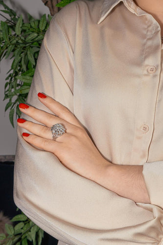 Bague 50 Bague cocktail en platine sertie de diamants 58 Facettes 4585551RV