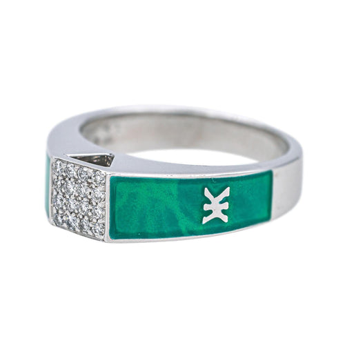 Bague 51 Korloff - Bague en or blanc 18 carats, diamants et laque 58 Facettes 4608572CN