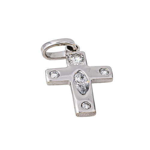 Pendentif Pendentif croix en or blanc 18 carats et diamants 58 Facettes 4608587CN