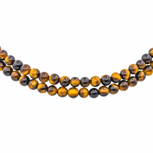 Collier Collier choker en or jaune et blanc 18 carats, œil-de-tigre et diamants 58 Facettes 4615473CN