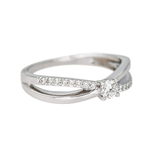 Bague 52 Bague solitaire en or blanc 18 carats et diamants 58 Facettes 4622604RV