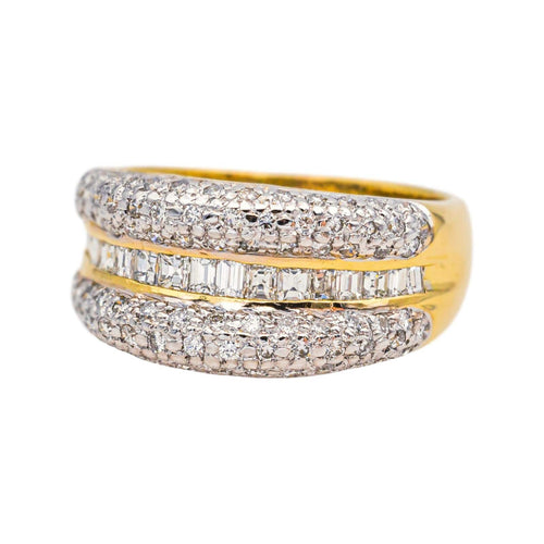 Bague 51.5 Bague bandeau en or jaune 18 carats pavée de diamants 58 Facettes 4659048CN