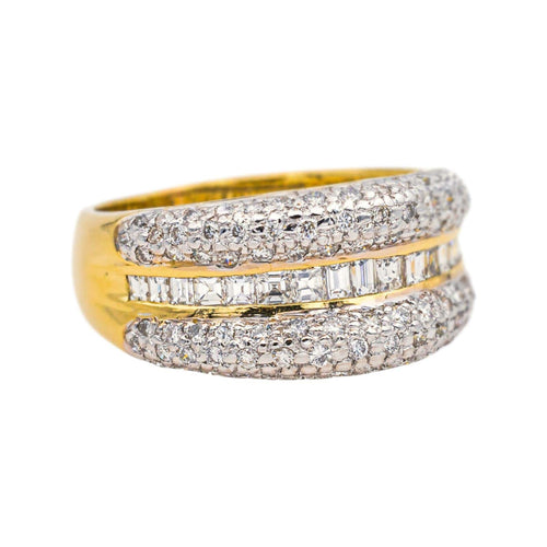 Bague 51.5 Bague bandeau en or jaune 18 carats pavée de diamants 58 Facettes 4659048CN