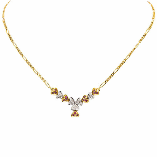 Collier Collier motifs cœurs en or jaune et blanc 18 carats, diamants et rubis 58 Facettes 4670260CN