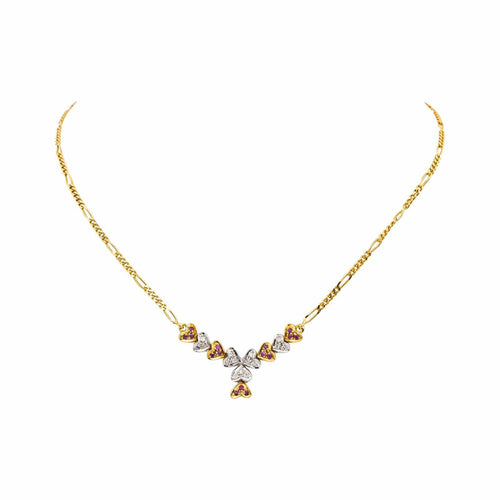 Collier Collier motifs cœurs en or jaune et blanc 18 carats, diamants et rubis 58 Facettes 4670260CN