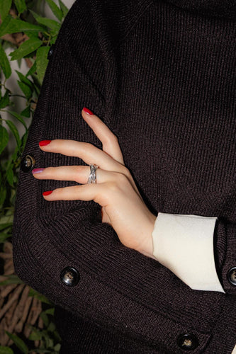 Bague 56.5 Bague pavée en or blanc 18 carats et diamants 58 Facettes 4672916RV