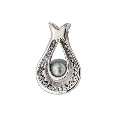 Pendentif Pendentif en or blanc 18 carats avec perle et diamants 58 Facettes 4673557RV