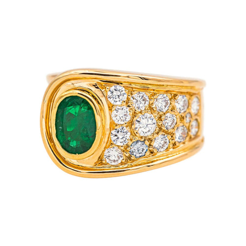 Bague 52 Bague Or jaune Emeraude, Diamant 58 Facettes 4688973CN