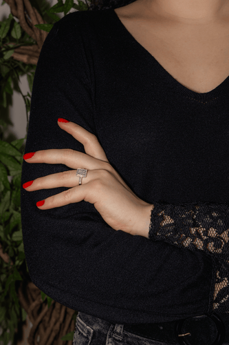 Bague 52 Bague en or blanc 18 carats sertie de diamants 58 Facettes 4693192RV