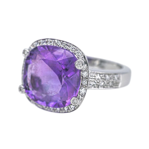 Bague 51 Poiray Filles Antik - Bague en or blanc avec améthyste et diamants 58 Facettes 4693193RV