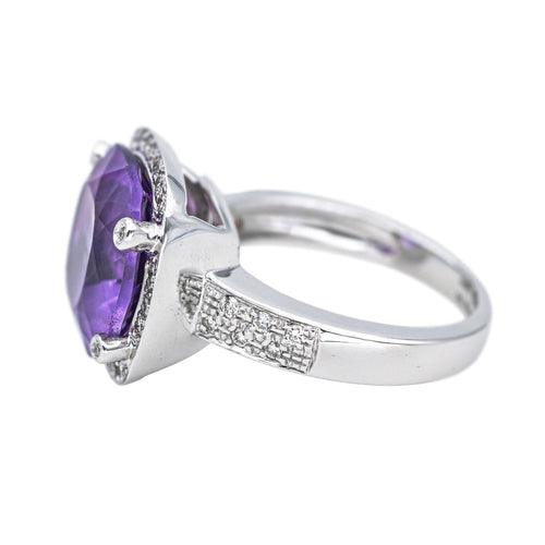 Bague 51 Poiray Filles Antik - Bague en or blanc avec améthyste et diamants 58 Facettes 4693193RV