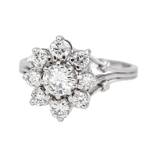 Bague 55 Bague marguerite sertie de diamants en or blanc et platine 58 Facettes 4712452CN