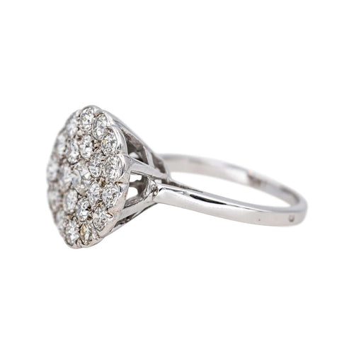 Bague 53.5 Bague en or blanc 18 carats pavée de diamants taille ancienne 58 Facettes 4712453CN