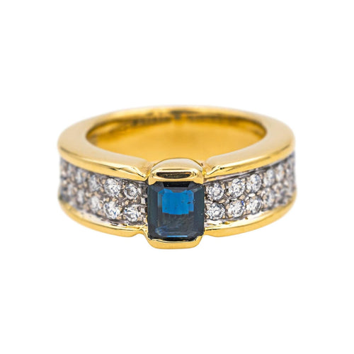 Bague 50 Bague en or jaune et or blanc 18 carats saphir et diamants 58 Facettes 4712454CN