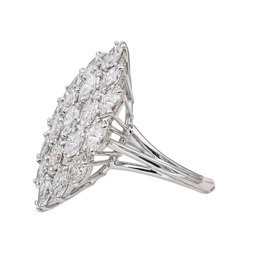 Bague 49 Bague marquise pavée de diamants en or blanc 18 carats et platine 58 Facettes 4712455CN