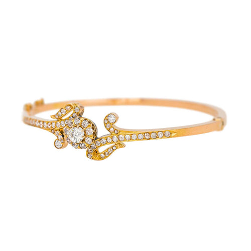 Bracelet Bracelet jonc en or rose 18 carats serti de diamants 58 Facettes 4712460CN